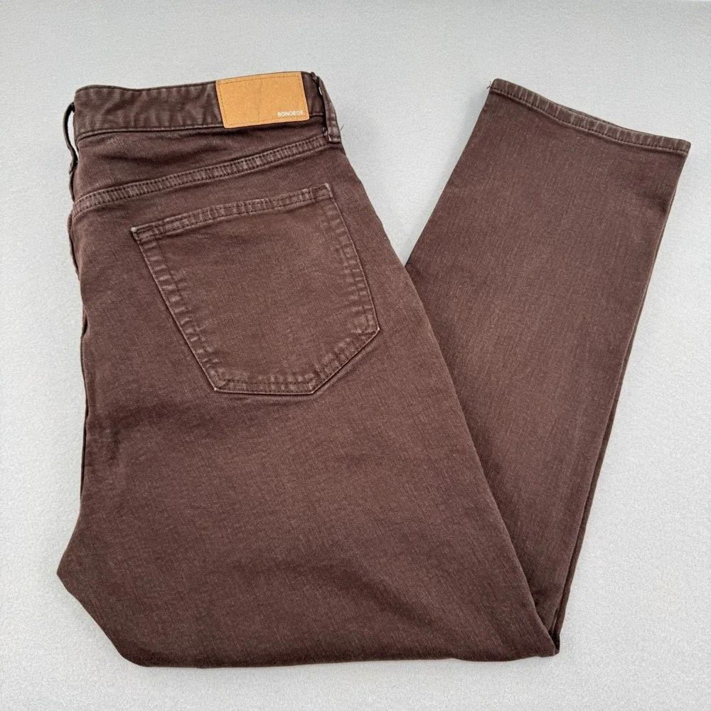 Bonobos Slim Fit Stretch Denim Jeans Men's 40x30 (40x29) Brown Casual Canvas